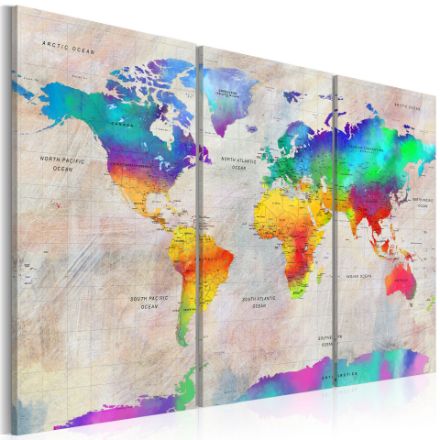 Quadro - Mappa del mondo: Sfumatura arcobaleno