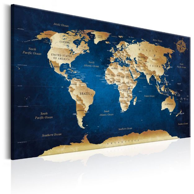 Quadro - Mappa del mondo: Le profondità blu scuro