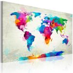 Quadro - Map of the world - an explosion of colors