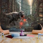 Fotomurale adesivo - Dinosauro in città