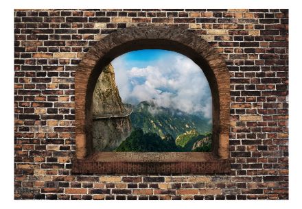 Fotomurale adesivo - Finestra Sassosa: Montagne