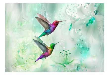 Fotomurale adesivo - Colibrì colorati (Verde)