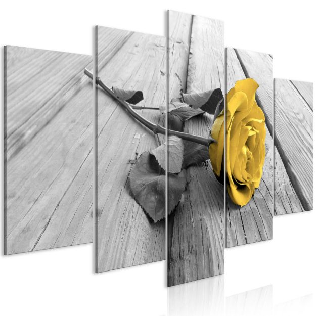 Quadro - Rosa su Legno Giallo