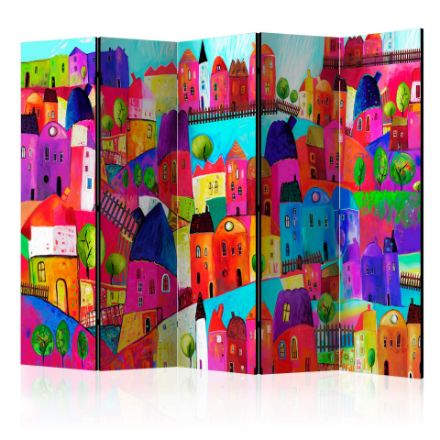 Paravento -  Città color arcobaleno 5 pannelli 