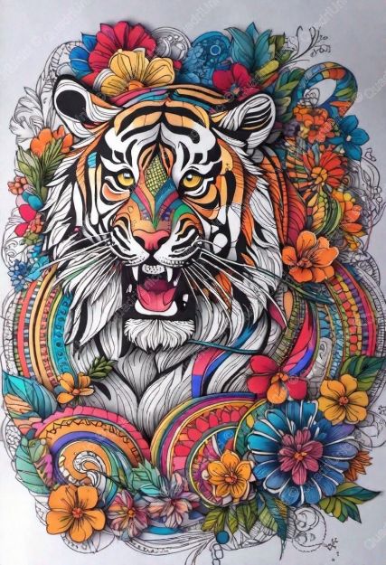 Doodle  - Tigre Floreale